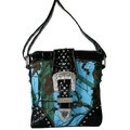 Ritz Ritz MS213-Blue-Cam Western Rhinestone Buckle Cross Body Messenger Bag - Blue & Camo MS213-Blue/Cam